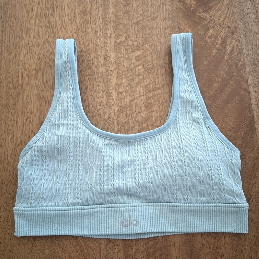 Alo Yoga Blue Knit Sports Bra
